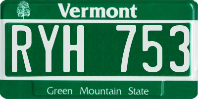 VT license plate RYH753