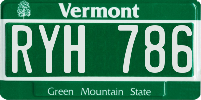 VT license plate RYH786