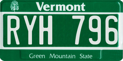 VT license plate RYH796
