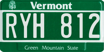 VT license plate RYH812