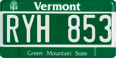 VT license plate RYH853
