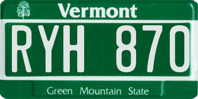 VT license plate RYH870