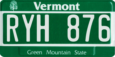 VT license plate RYH876