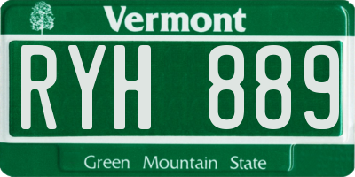VT license plate RYH889