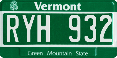 VT license plate RYH932