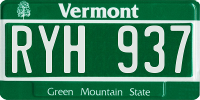 VT license plate RYH937