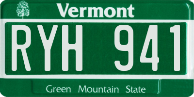 VT license plate RYH941