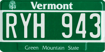 VT license plate RYH943