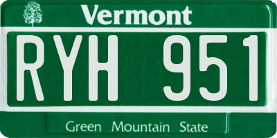 VT license plate RYH951