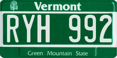 VT license plate RYH992