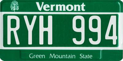 VT license plate RYH994