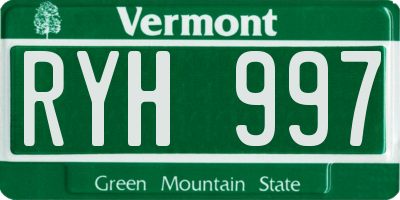 VT license plate RYH997