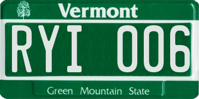 VT license plate RYI006