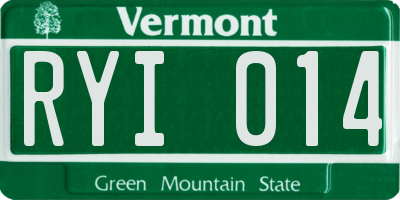 VT license plate RYI014