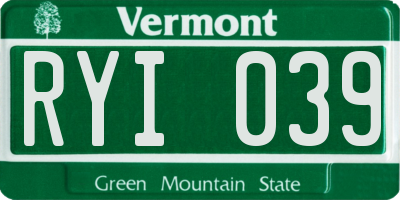 VT license plate RYI039
