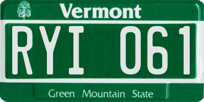 VT license plate RYI061