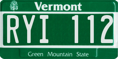 VT license plate RYI112