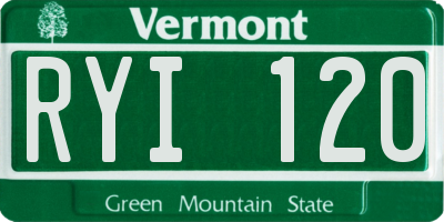 VT license plate RYI120