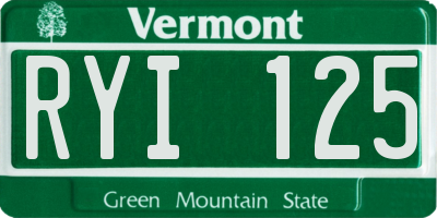 VT license plate RYI125