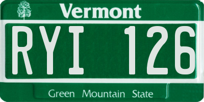 VT license plate RYI126