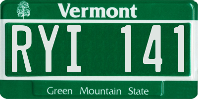 VT license plate RYI141