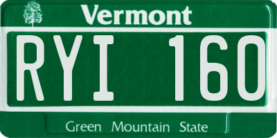 VT license plate RYI160