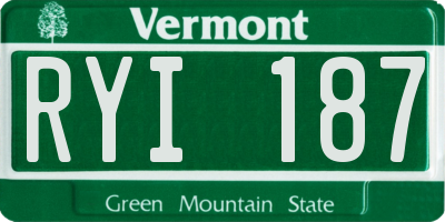 VT license plate RYI187