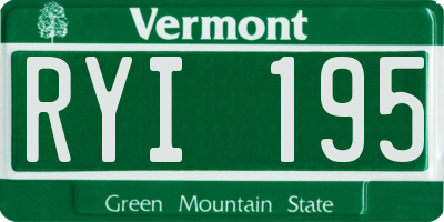 VT license plate RYI195
