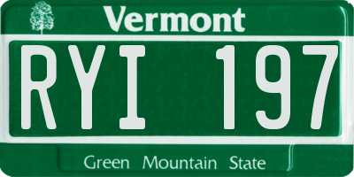 VT license plate RYI197