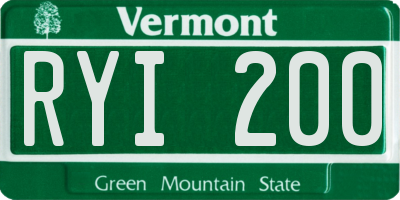 VT license plate RYI200