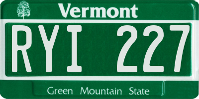 VT license plate RYI227