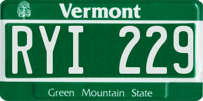 VT license plate RYI229