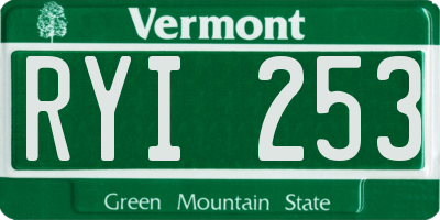 VT license plate RYI253