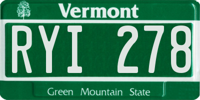 VT license plate RYI278