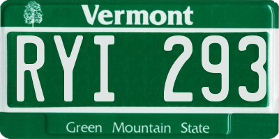 VT license plate RYI293