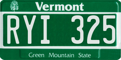 VT license plate RYI325