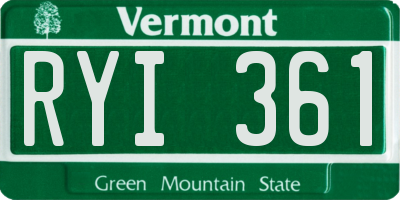 VT license plate RYI361