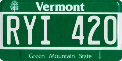 VT license plate RYI420