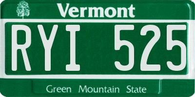 VT license plate RYI525