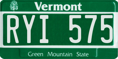 VT license plate RYI575