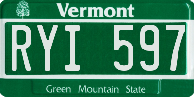 VT license plate RYI597