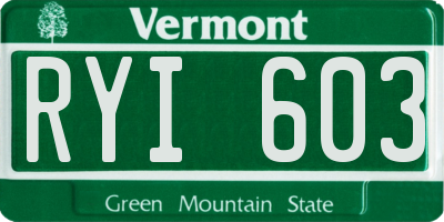 VT license plate RYI603