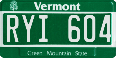 VT license plate RYI604