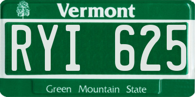 VT license plate RYI625