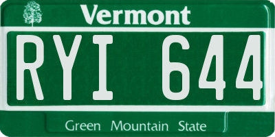 VT license plate RYI644