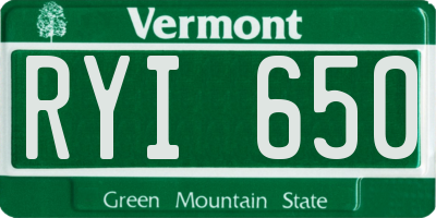 VT license plate RYI650