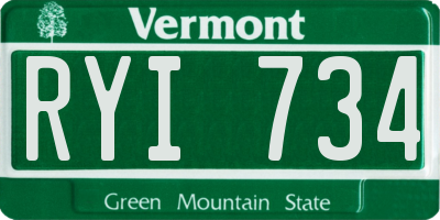 VT license plate RYI734