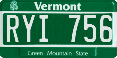 VT license plate RYI756