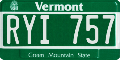VT license plate RYI757