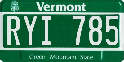 VT license plate RYI785